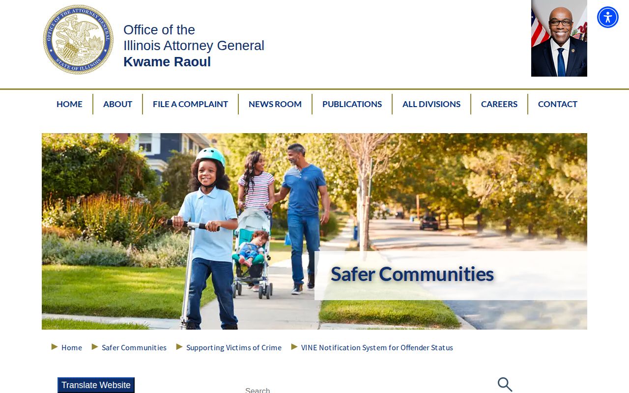 Illinois Attorney General VINE notification system information